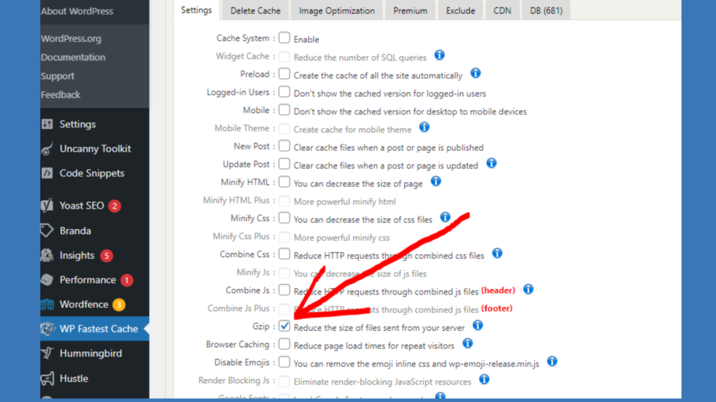  enable GZIP compression in WP Fastest Cache